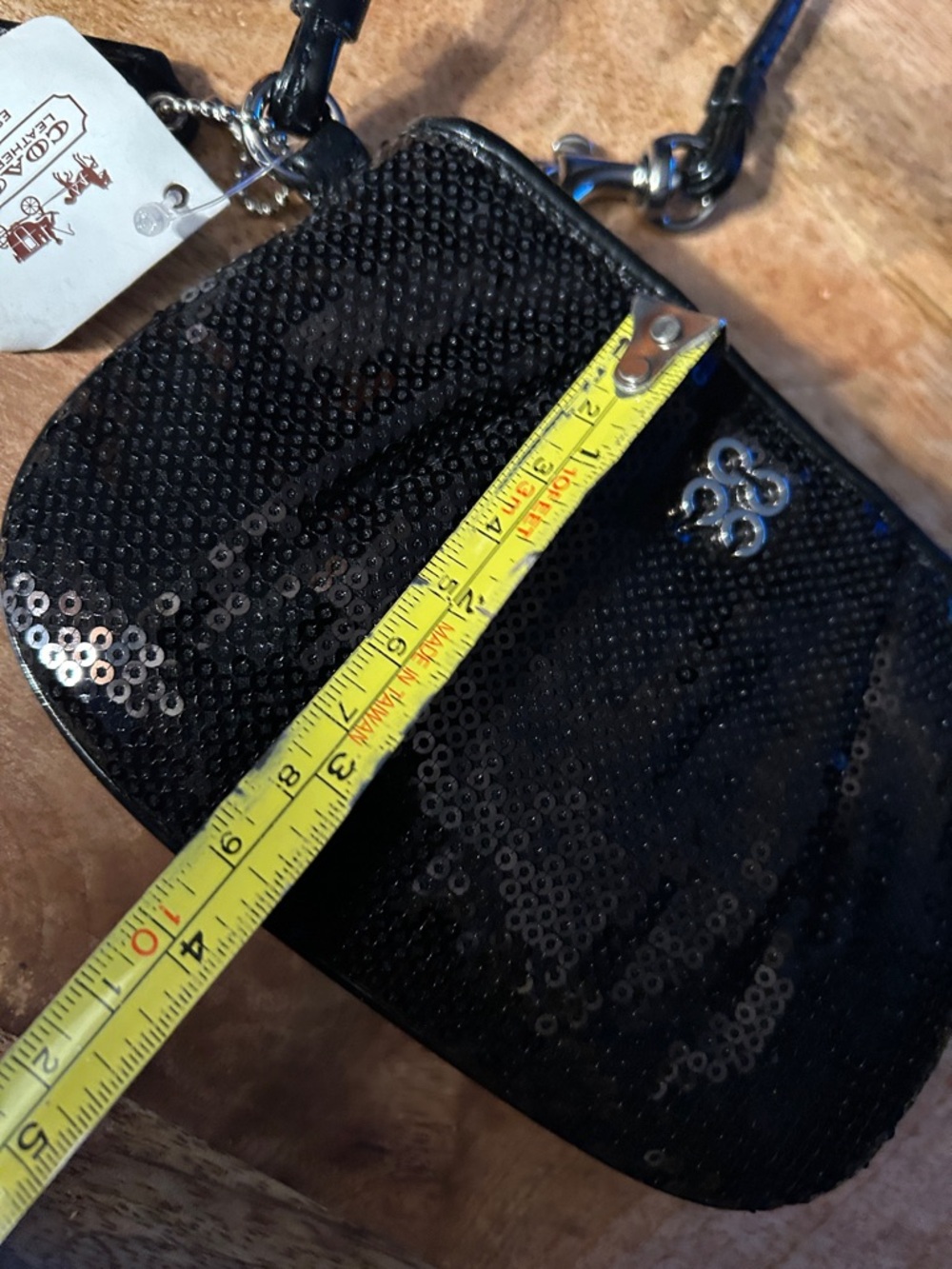 Coach Black Sequin Wristlet Clutch - Picture 10 of 11